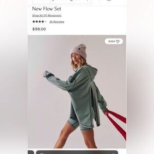 Free People New Flow Set; Hooded sweatshirt and 2 biker shorts